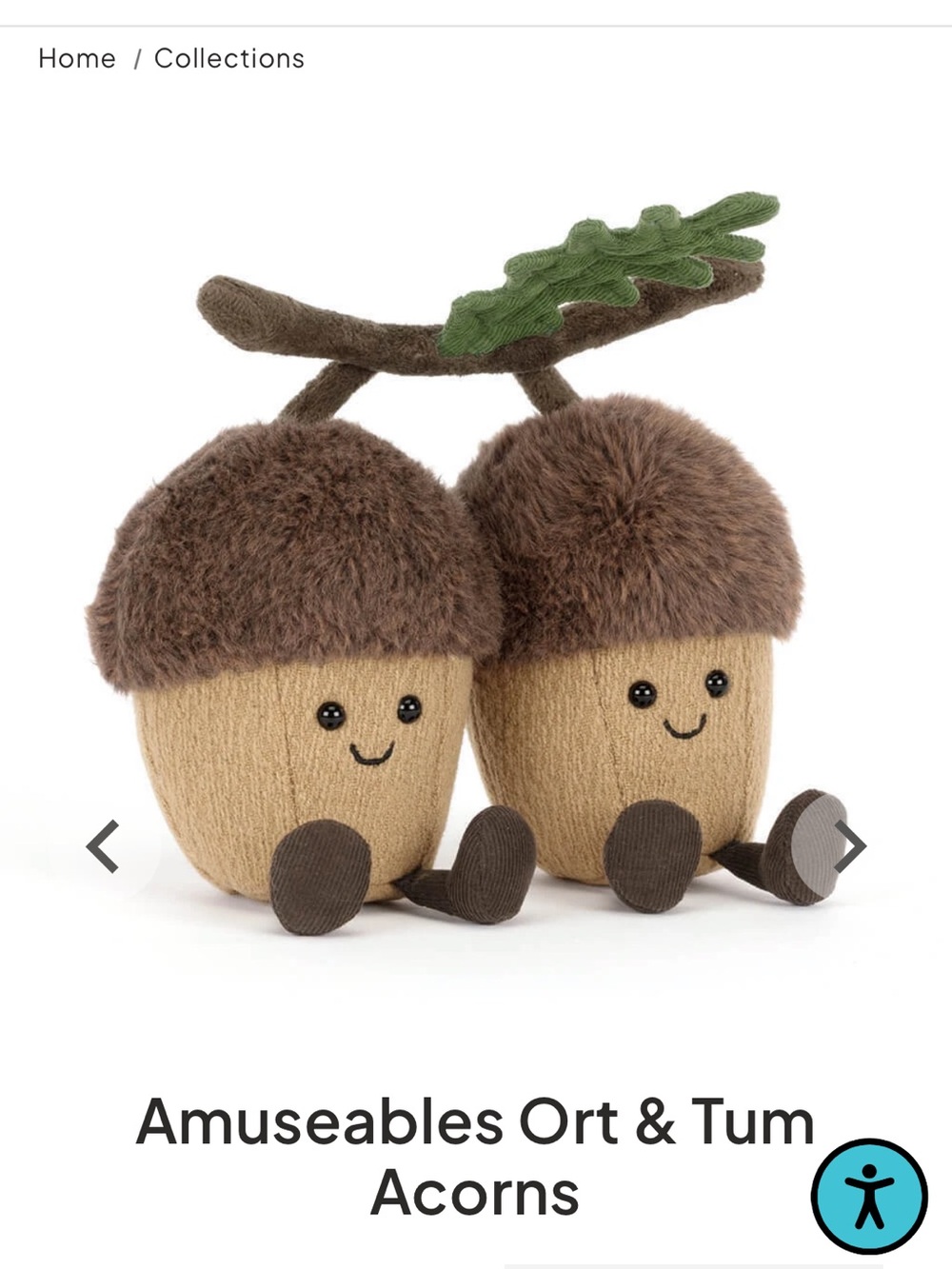 Jellycat Brown & Green Amuseables Acorns Plush Pair